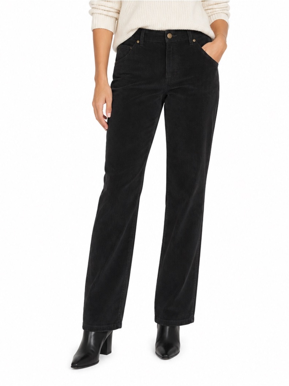 Style & Co Black Corduroy Straight Leg Pants | Size 18 | Cotton Stretch